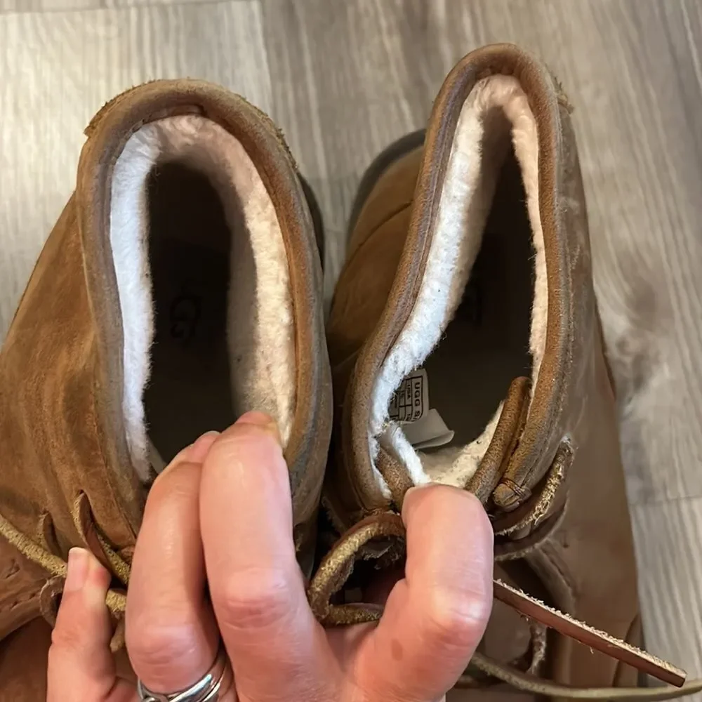 MENS UGG BOSLEY CHESTNUT SHEARLING LINED WATERPROOF WINTER BOOT EUC SIZE 10